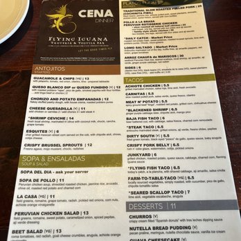 Flying Iguana - Dinner menu - Latin American Near Me - Neptune Beach, Florida Flying Iguana - Dinner menu - Latin American Near Me - Neptune Beach, Florida