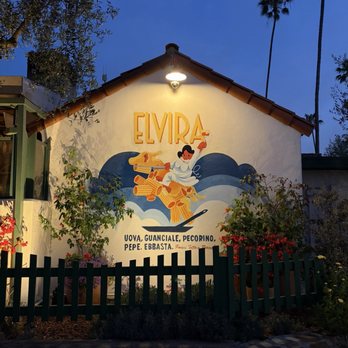Elvira - Cute outside mural during sunset - Italian Near Me - San Diego, California
