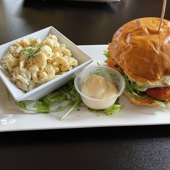Finger Lakes Public House - Hamburger with Mac salad - Pubs Near Me - Canandaigua, New York Finger Lakes Public House - Hamburger with Mac salad - Pubs Near Me - Canandaigua, New York