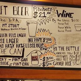 Drinks menu