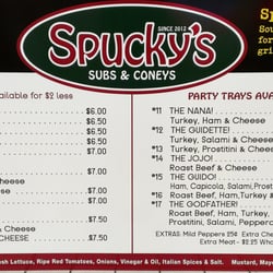 Spucky's Subs & Coneys - Menu board is their storefront inside Admiral.