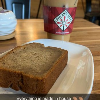 Loveland Coffee - Banana bread and an iced latte - Coffee & Tea Near Me - Irmo, South Carolina Loveland Coffee - Banana bread and an iced latte - Coffee & Tea Near Me - Irmo, South Carolina