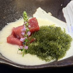 Izakaya Habuya Okinawan Dining - Blue fin tuna , Sea grape from Okinawa Japan, Grated Nagaimo Yam