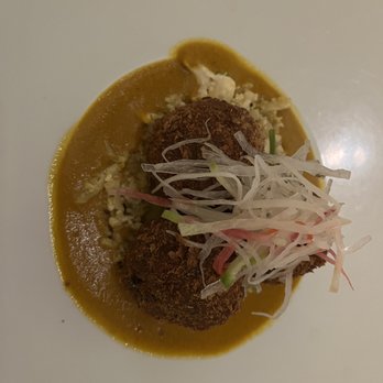 Indian Accent - Crispy jackfruit, Cauliflower rice, Kerala pumpkin curry - Indian Near Me - New York, New York Indian Accent - Crispy jackfruit, Cauliflower rice, Kerala pumpkin curry - Indian Near Me - New York, New York