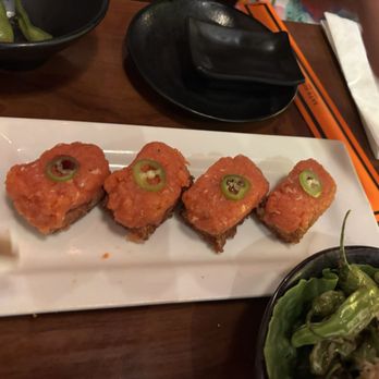 EAT'S SUSHI - CRISPY RICE WITH SPICY TUNA - Sushi Bars Near Me - Costa Mesa, California EAT'S SUSHI - CRISPY RICE WITH SPICY TUNA - Sushi Bars Near Me - Costa Mesa, California
