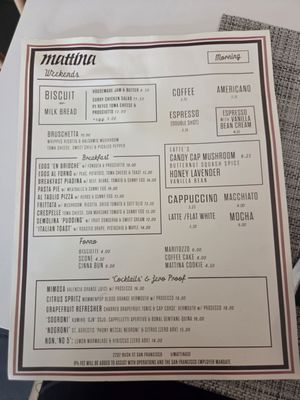 Menu photo 2 Mattina San Francisco, CA Menu photo 2 Mattina San Francisco, CA
