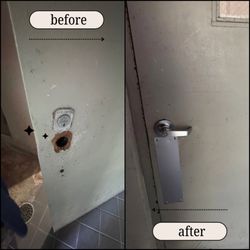 Best Locksmith - Commercial old hardware replacement on metal door.