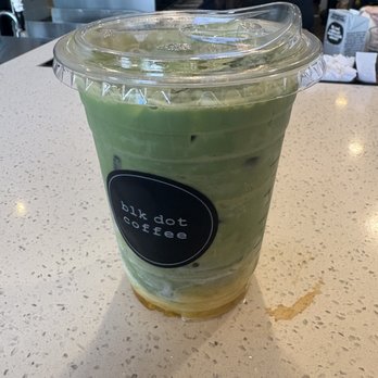 Blk Dot Coffee - Yuzu Mango Matcha Latte - Uji Culinary Grade Matcha Latte Infused with Yuzu Jam and Mango Cream - Coffee & Tea Near Me - Irvine, California