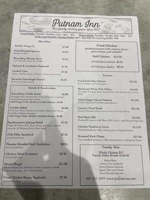 Menu photo 3 The Putnam Inn Greencastle, IN Menu photo 3 The Putnam Inn Greencastle, IN