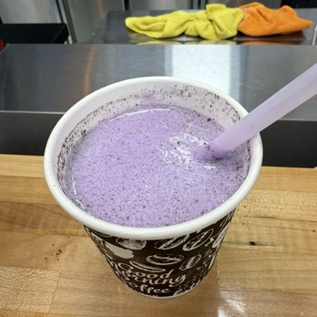 Tiny Batch Boba Co. - Taro Milk Slush with black sesame powder - Bubble Tea Near Me - Tampa, Florida