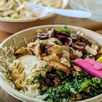 Zankou Chicken - Tarna bowl with hummus, tabouleh, and pickled turnips. - Mediterranean Near Me - Long Beach, California Zankou Chicken - Tarna bowl with hummus, tabouleh, and pickled turnips. - Mediterranean Near Me - Long Beach, California