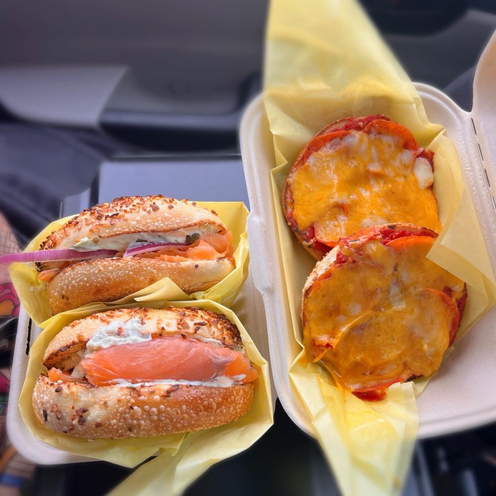 2 Smoked Lox Bagel Sandwiches & Pizza Bagel 2 Smoked Lox Bagel Sandwiches & Pizza Bagel