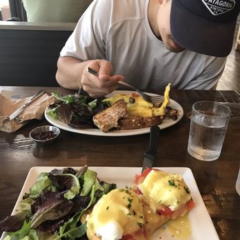 First Watch - i got the smoked salmon eggs Benedict and my bf got the works omelette - Breakfast & Brunch Near Me - Frisco, Texas
