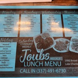 Joub’s Taste of The Boot - Menu as of January 14, 2025.