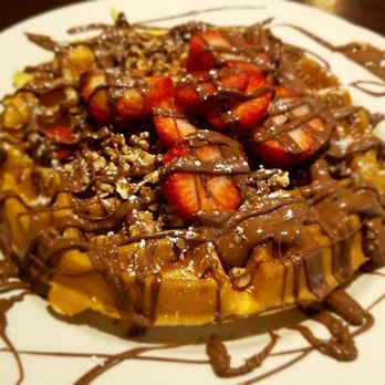 Lena's Kitchen - Pecan and strawberry waffles with Nutella.. Just heavenly! - Breakfast & Brunch Near Me - Wixom, Michigan Lena's Kitchen - Pecan and strawberry waffles with Nutella.. Just heavenly! - Breakfast & Brunch Near Me - Wixom, Michigan