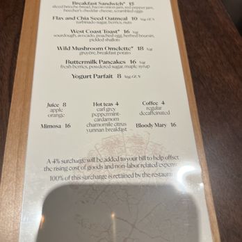 Alder & Ash - 4% surcharge that Shld hve ended after Covid - Cocktail Bars Near Me - Seattle, Washington