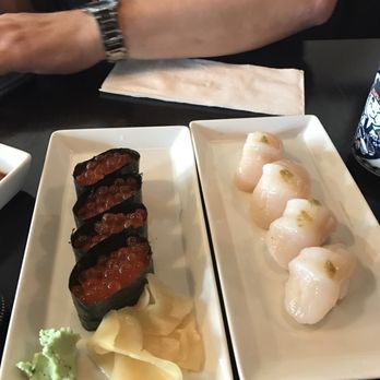 Kuru Kuru Sushi - Ikura and Jambo Japanese clam. - Sushi Bars Near Me - Burbank, California Kuru Kuru Sushi - Ikura and Jambo Japanese clam. - Sushi Bars Near Me - Burbank, California