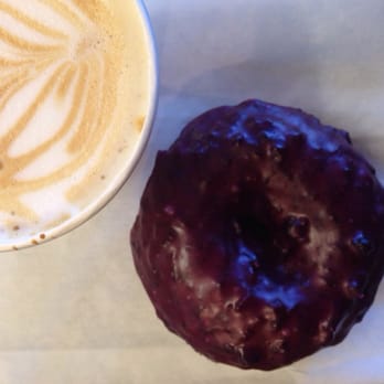 Santa Fe Espresso - Honeybee (espresso, honey, lavender, and steamed milk) with a blue corn lavender doughnut. Yes, please! - Coffee & Tea Near Me - Santa Fe, New Mexico