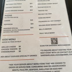 Sandbar Grille - Menu