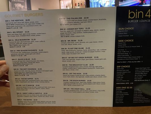 Menu photo 2 Bin 4 Burger Lounge Kelowna, BC Menu photo 2 Bin 4 Burger Lounge Kelowna, BC