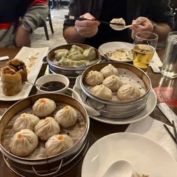 Scallion pancake beef roll, mini juicy dumplings, steamed vegetables dumplings