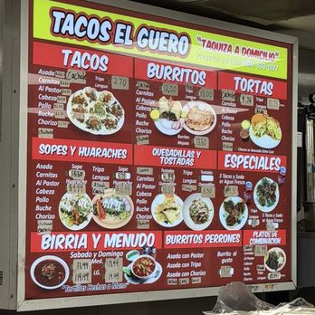 Tacos El Guero - Menu - Tacos Near Me - Fontana, California