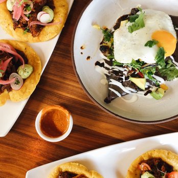 Chaak Kitchen - Cochinota pibils and enfrijolados (desayuno menu) - Cocktail Bars Near Me - Tustin, California