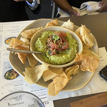 Pacific Catch - Guacamole substituted tortilla chips for wanton chips - Seafood Near Me - Campbell, California Pacific Catch - Guacamole substituted tortilla chips for wanton chips - Seafood Near Me - Campbell, California