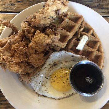 Commune - Cornmeal Waffles with Fried Chicken - Cafes Near Me - Virginia Beach, Virginia Commune - Cornmeal Waffles with Fried Chicken - Cafes Near Me - Virginia Beach, Virginia