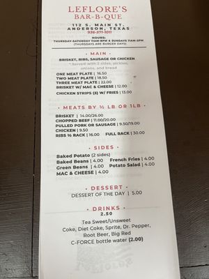 Menu photo 1 LaFlore’s Bar-B-Que Anderson, TX Menu photo 1 LaFlore’s Bar-B-Que Anderson, TX
