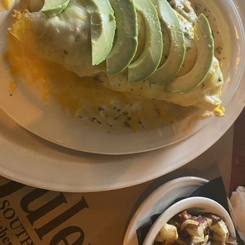 Julep Kitchen & Bar - Omelette with brisket, fresh avocado on top and home fries = yummalicious! - Barbeque Near Me - Annapolis, Maryland Julep Kitchen & Bar - Omelette with brisket, fresh avocado on top and home fries = yummalicious! - Barbeque Near Me - Annapolis, Maryland