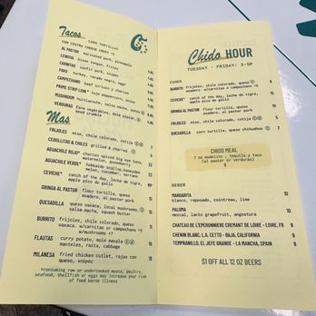 Molino Chido - Chido Hour Menu - Tacos Near Me - Aurora, Colorado