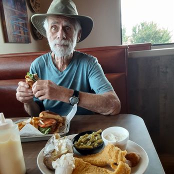 Cherokee Restaurant - Fried catfish dinner and bison burger. - American Near Me - Calumet, Oklahoma