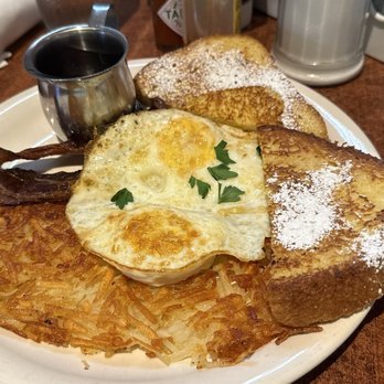 Hatch'd - Over medium eggs, perfect has browns, bacon and brioche French toast. - Breakfast & Brunch Near Me - St. Louis, Missouri Hatch'd - Over medium eggs, perfect has browns, bacon and brioche French toast. - Breakfast & Brunch Near Me - St. Louis, Missouri