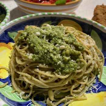 Ollie George Cooks - Ollies Pesto with whole grain spaghetti. Harry's Strawberries with Galliano liqueur. - Cooking Classes Near Me - Long Beach, California Ollie George Cooks - Ollies Pesto with whole grain spaghetti. Harry's Strawberries with Galliano liqueur. - Cooking Classes Near Me - Long Beach, California