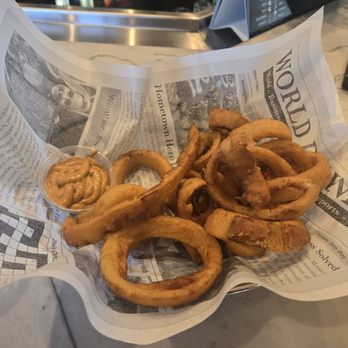 The Brass Tap - Onion Rings. Delicious and served hot. - Beer Bar Near Me - Modesto, California The Brass Tap - Onion Rings. Delicious and served hot. - Beer Bar Near Me - Modesto, California