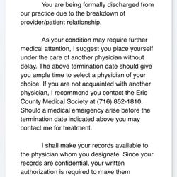 Mount St Mary's Hospital of Niagara Falls - This is a photo of a letter. My doctor Shannon Coleman sent me cutting me off as a patient of hers.