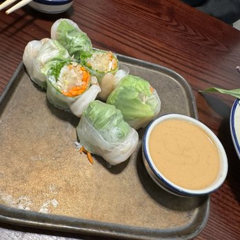 All About Pho - Spring rolls that are stuffed with bean sprouts and undercooked shrimp. Still gray on the inside lol - Vietnamese Near Me - Cerritos, California