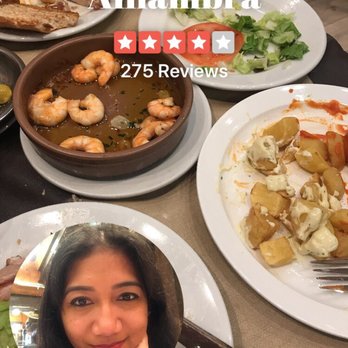 Alhambra - Garlic prawns, Patatas bravas (my fave in all of Spain), grilled chicken 3 - Spanish Near Me - Madrid, M Alhambra - Garlic prawns, Patatas bravas (my fave in all of Spain), grilled chicken 3 - Spanish Near Me - Madrid, M