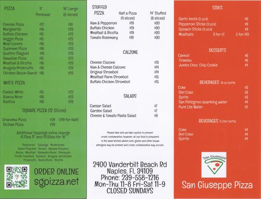 Menu photo 2 San Giuseppe Pizza Naples, FL