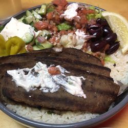 Leda's Pizza Restaurant - Large Greek Rice Bowl with "Beef"