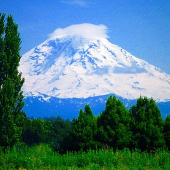 Green River Trail - View of Mount Rainier from Trail. Small building in foreground has been removed. - Hiking Near Me