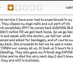 Alley Cat Animal Hospital - THEY KEEP DELETING MY REVIEW. HERE IS A SCREEN SHOT OF THEY'RE TERRIBLE SERVICE.