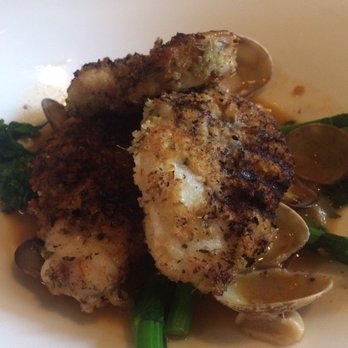 Antonucci Cafe - Grilled monkfish with clams, garlic broth and broccoli rabe (a dinner special). - Italian Near Me - New York, New York Antonucci Cafe - Grilled monkfish with clams, garlic broth and broccoli rabe (a dinner special). - Italian Near Me - New York, New York