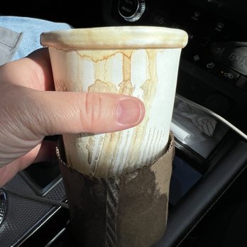 Caliche Coffee Bar & Ranch Road Roasters - Ruined cup from being filled to high. - Coffee Roasteries Near Me - Fredericksburg, Texas