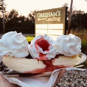 Greshams Ice Cream - Banana Split - Ice Cream & Frozen Yogurt Near Me - Hawley, Pennsylvania Greshams Ice Cream - Banana Split - Ice Cream & Frozen Yogurt Near Me - Hawley, Pennsylvania