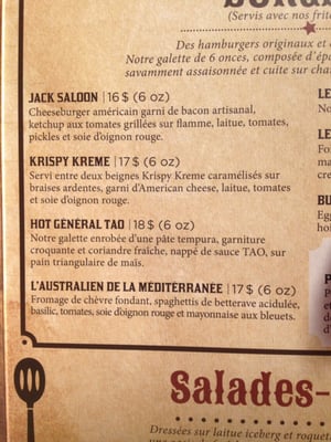 Menu photo 5 Jack Saloon Brossard, QC