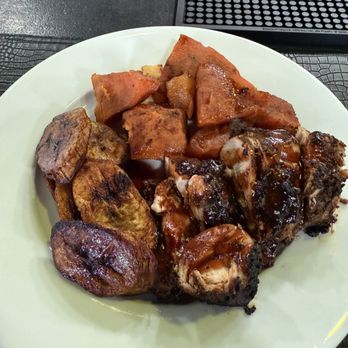 Yah So Nice Caribbean Cuisine - Jerk chicken with plantains and yams - Caribbean Near Me - New Paltz, New York