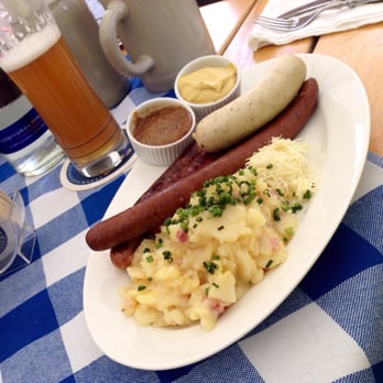 Weihenstephaner - Assorted sausage plate with apricot mustard and potato salad - German Near Me - Berlin, BE