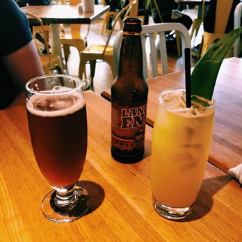 True Food Kitchen - (L) Brown ale of some sort and (R) Hangover Rx. - New American Near Me - Denver, Colorado True Food Kitchen - (L) Brown ale of some sort and (R) Hangover Rx. - New American Near Me - Denver, Colorado
